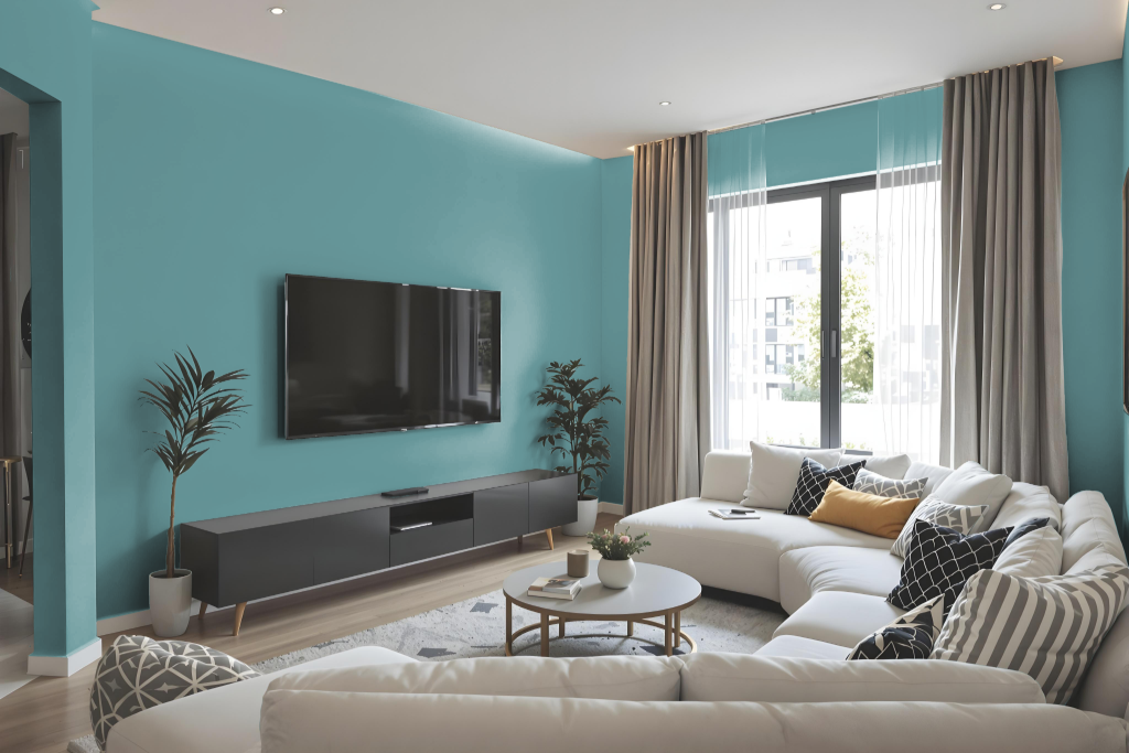 living room paint color with behr vintage-teal-mq6-33
