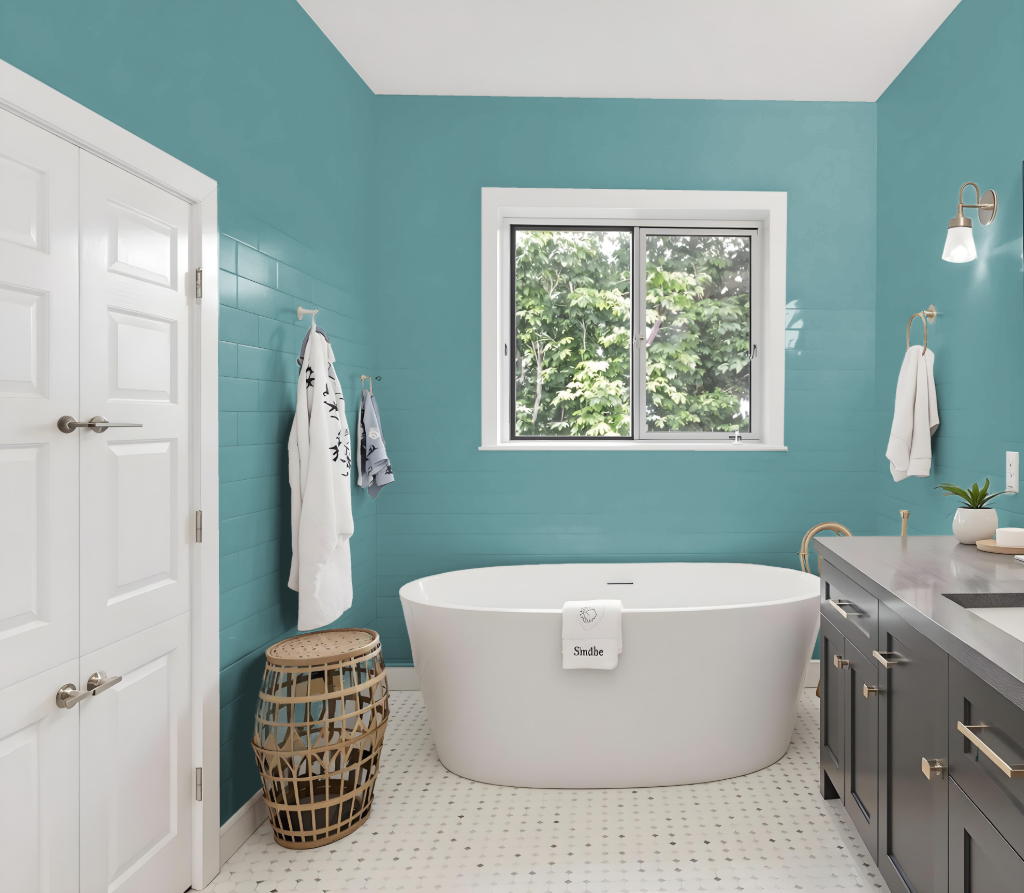 bathroom paint color with behr vintage-teal-mq6-33